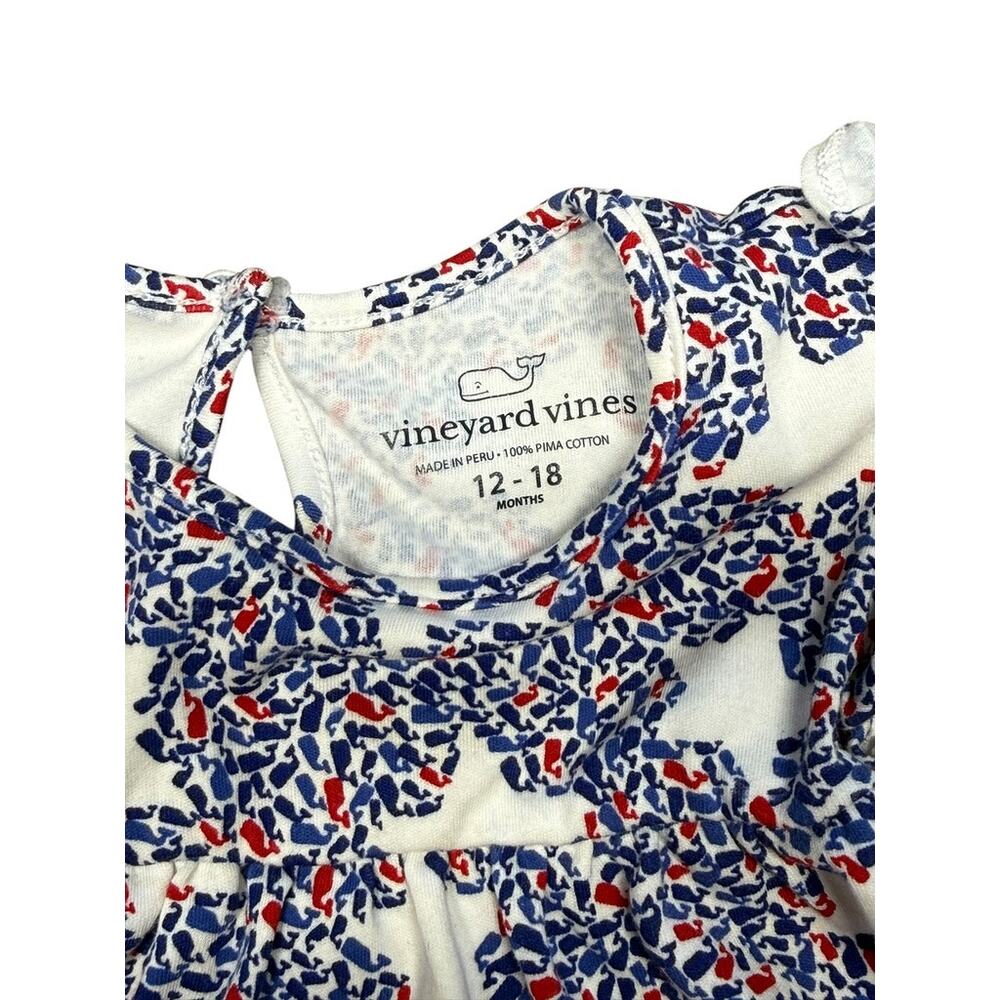 Vineyard Vines 12-18 mo Patriotic Logo Wall Ruffle Sleeve Shortie Bubble Romper - Picture 4 of 5